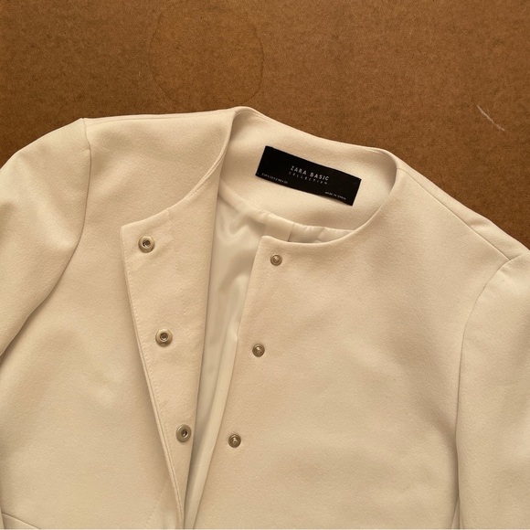 Zara Basic Collection White Business Casual Blazer Suit Jacket Size Small - Picture 3 of 10